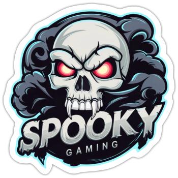 Spooky Gaming - Skelett Schädel Videospiel - Sticker Größe S (10 x 10 cm) - Mattweiß - Vorne
