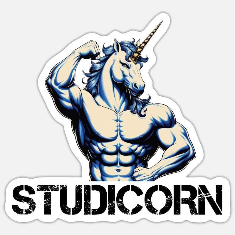 Studicorn - Sticker Größe S (10 x 10 cm) - Mattweiß