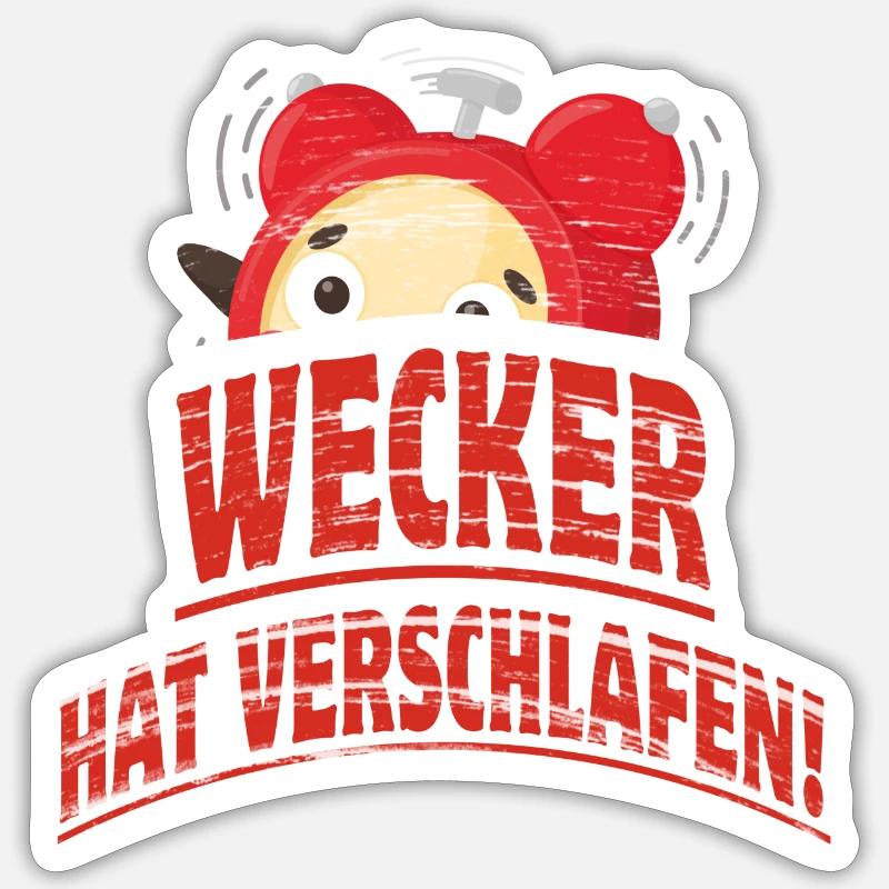 Wecker hat verschlafen Sticker Größe S (10 x 10 cm)