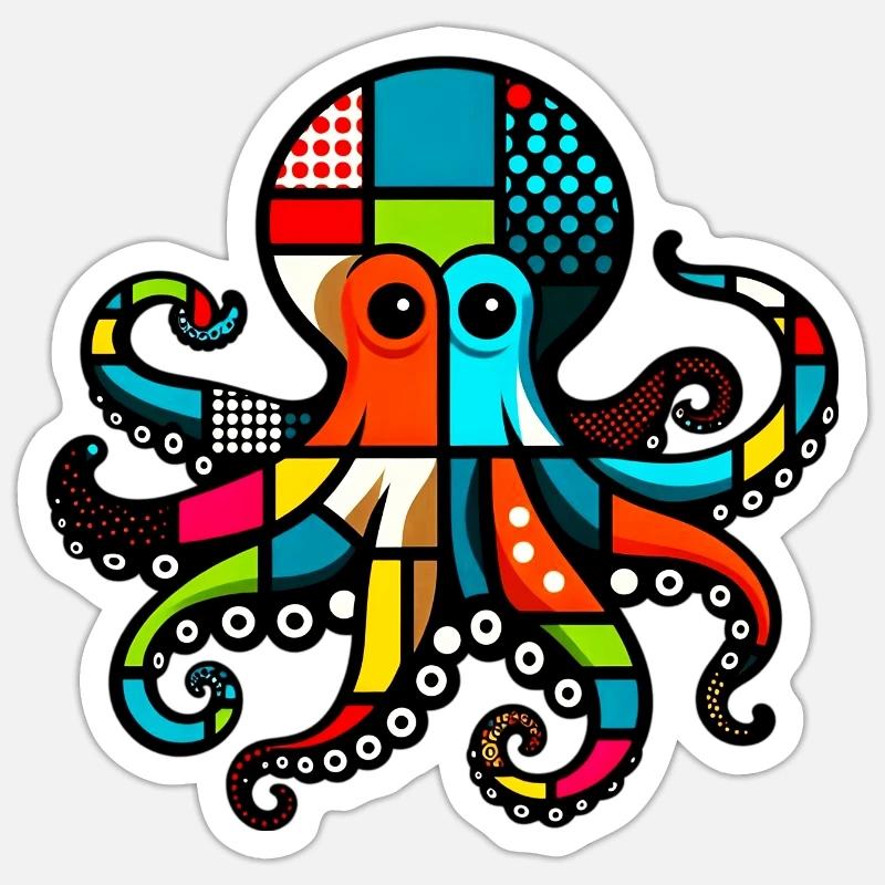 Pieuvre - Sticker taille S (10 x 10 cm) - blanc mat