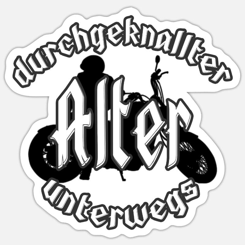 durchgeknallter Alter unterwegs - Sticker Größe S (10 x 10 cm) - Mattweiß