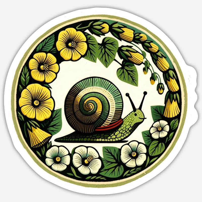 Retro-Schnecke - Sticker Größe S (10 x 10 cm) - Mattweiß