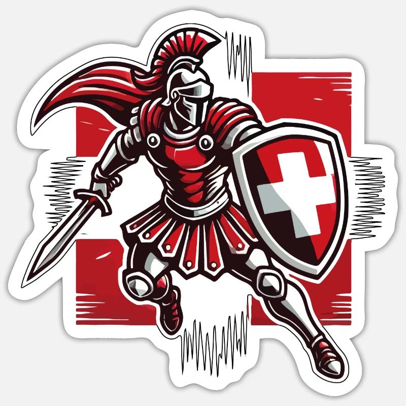 Gladiator Schweiz 6 - Sticker Größe S (10 x 10 cm) - Mattweiß