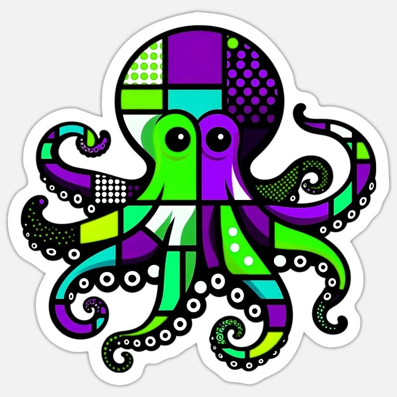 Pieuvre - Sticker taille S (10 x 10 cm) - blanc mat