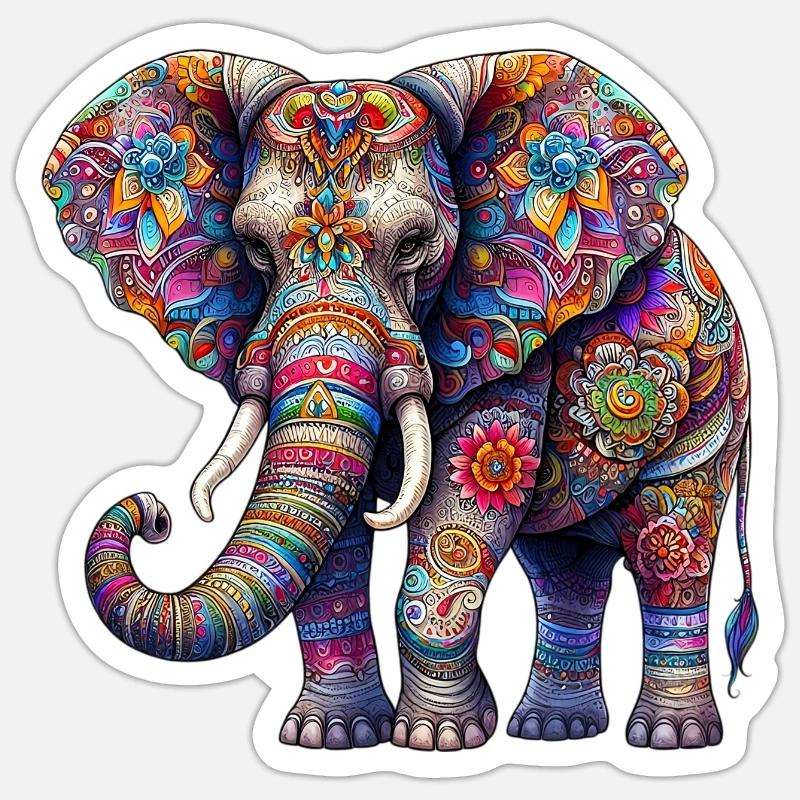 Éléphant - Sticker taille S (10 x 10 cm) - blanc mat