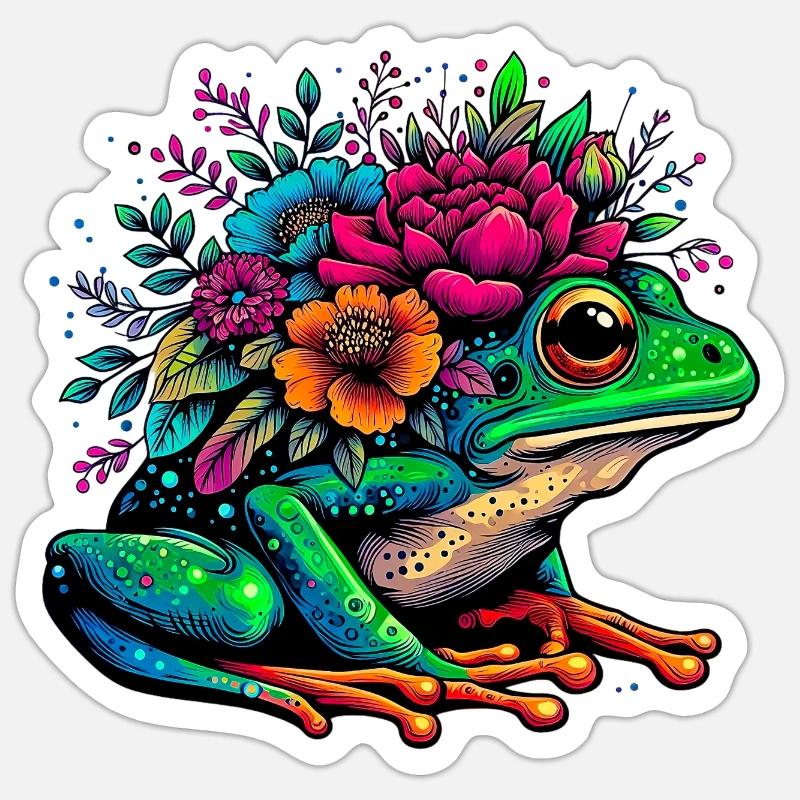 Frosch - Sticker Größe S (10 x 10 cm) - Mattweiß