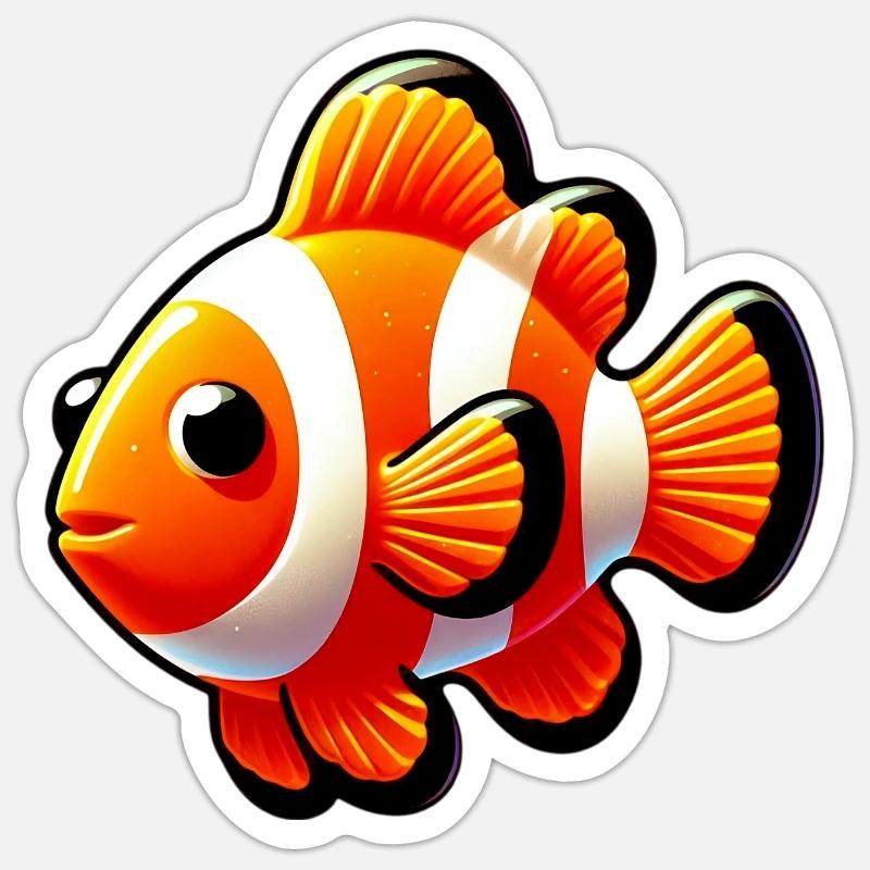 Clownfisch - Sticker Größe S (10 x 10 cm) - Mattweiß