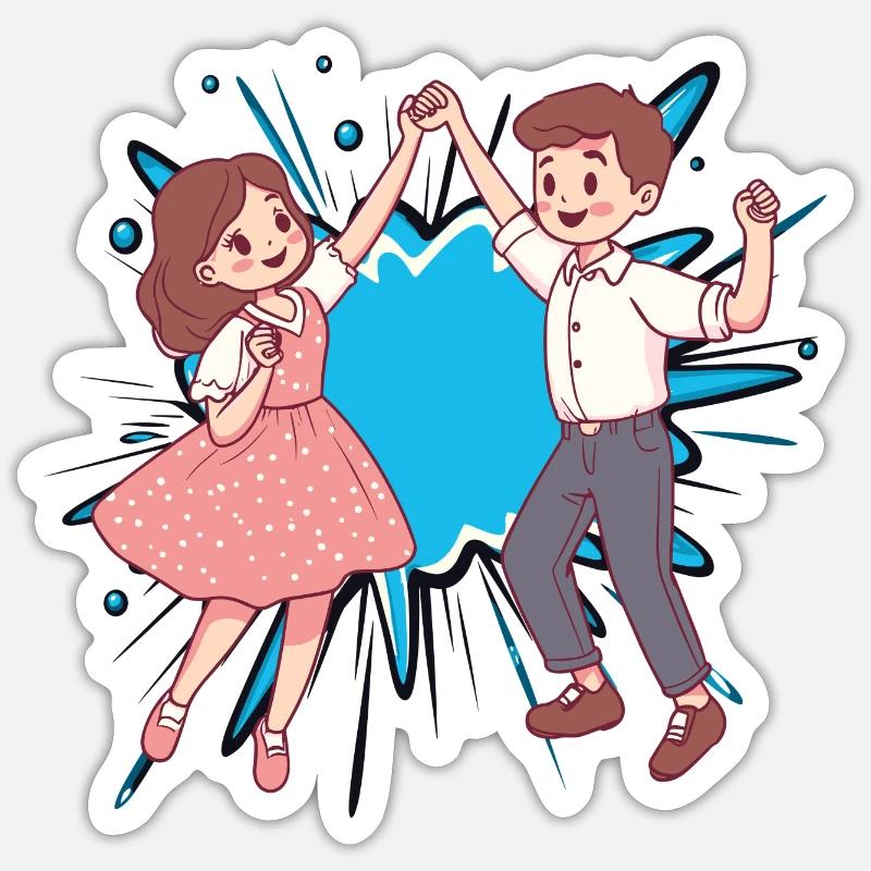 Couple de danse Professeurs de danse Sticker taille S (10 x 10 cm)