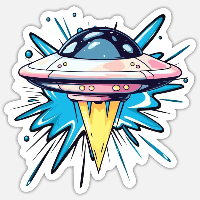OVNI Scifi Mars - Sticker taille S (10 x 10 cm) - blanc mat
