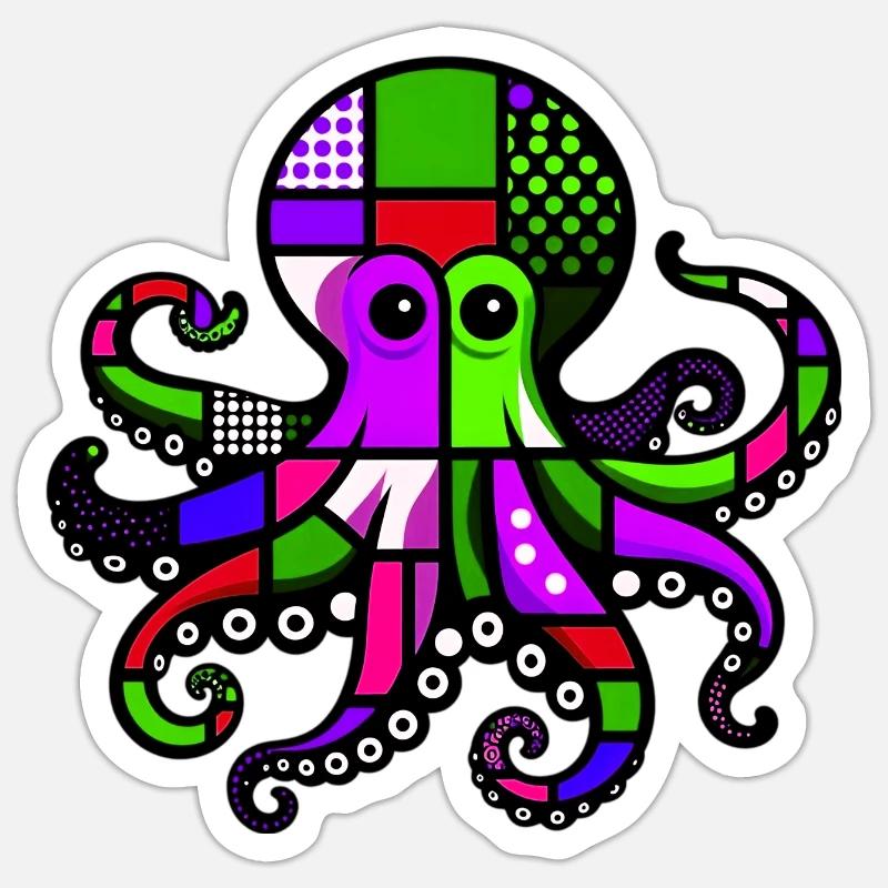 Pieuvre - Sticker taille S (10 x 10 cm) - blanc mat