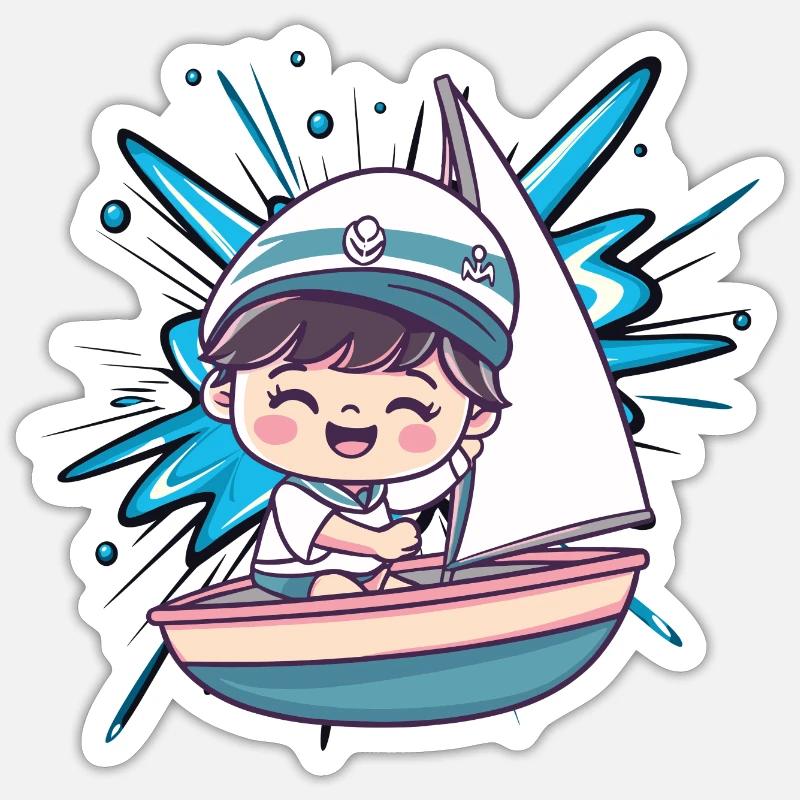Ancre à voile - Sticker taille S (10 x 10 cm) - blanc mat