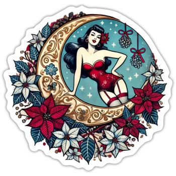 Weihnachts-Pinup - Sticker Größe S (10 x 10 cm) - Mattweiß - Vorne