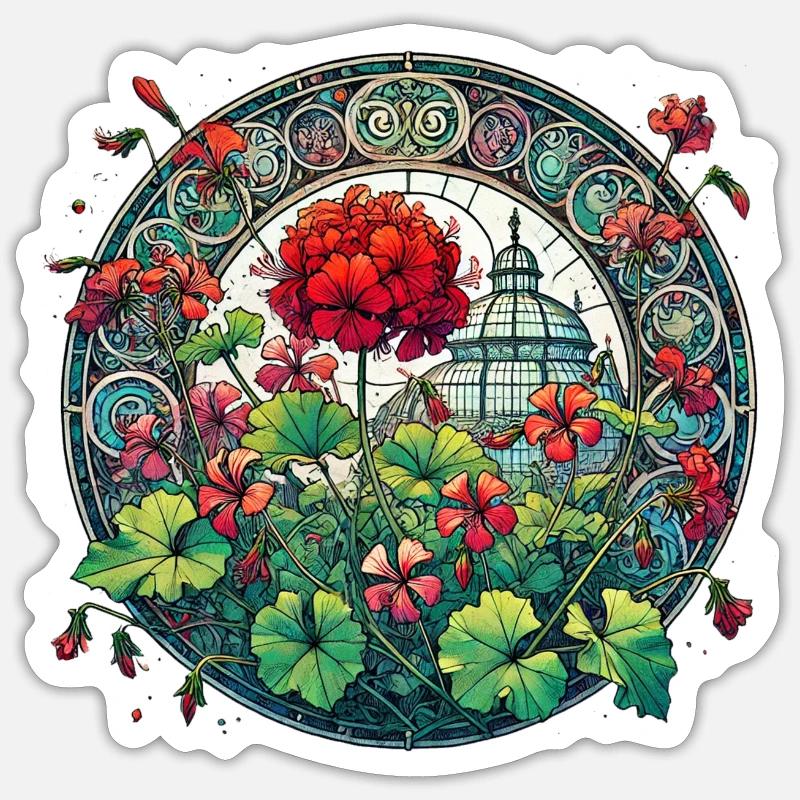 Geraniums - Sticker size S (10 x 10 cm) - white matte