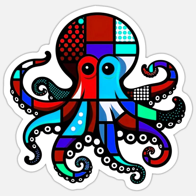 Pieuvre - Sticker taille S (10 x 10 cm) - blanc mat