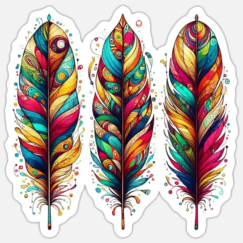 Feder - Sticker Größe S (10 x 10 cm) - Mattweiß