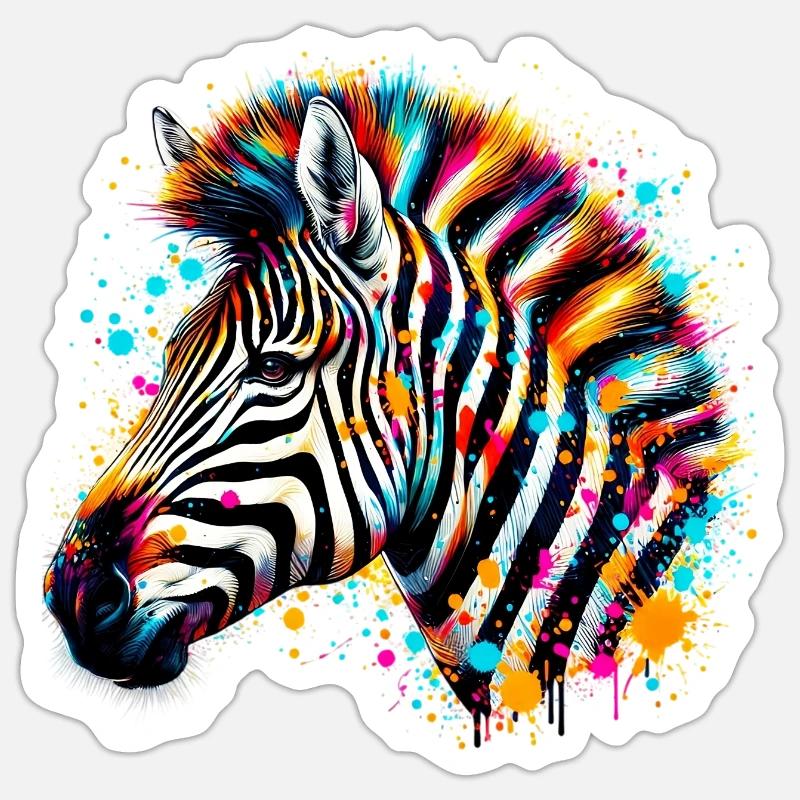 Zebra - Sticker Größe S (10 x 10 cm) - Mattweiß