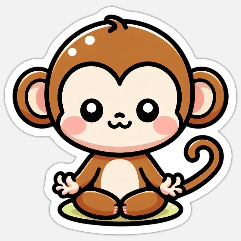 Affe - Sticker Größe S (10 x 10 cm) - Mattweiß