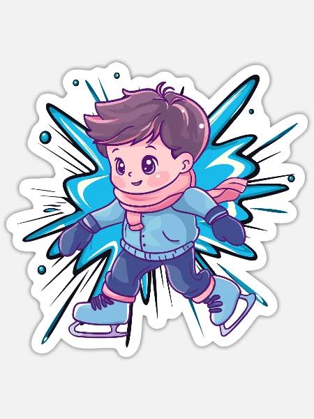 Eislaufen Eislauf Eiskunstläufer - Sticker Größe S (10 x 10 cm) - Mattweiß