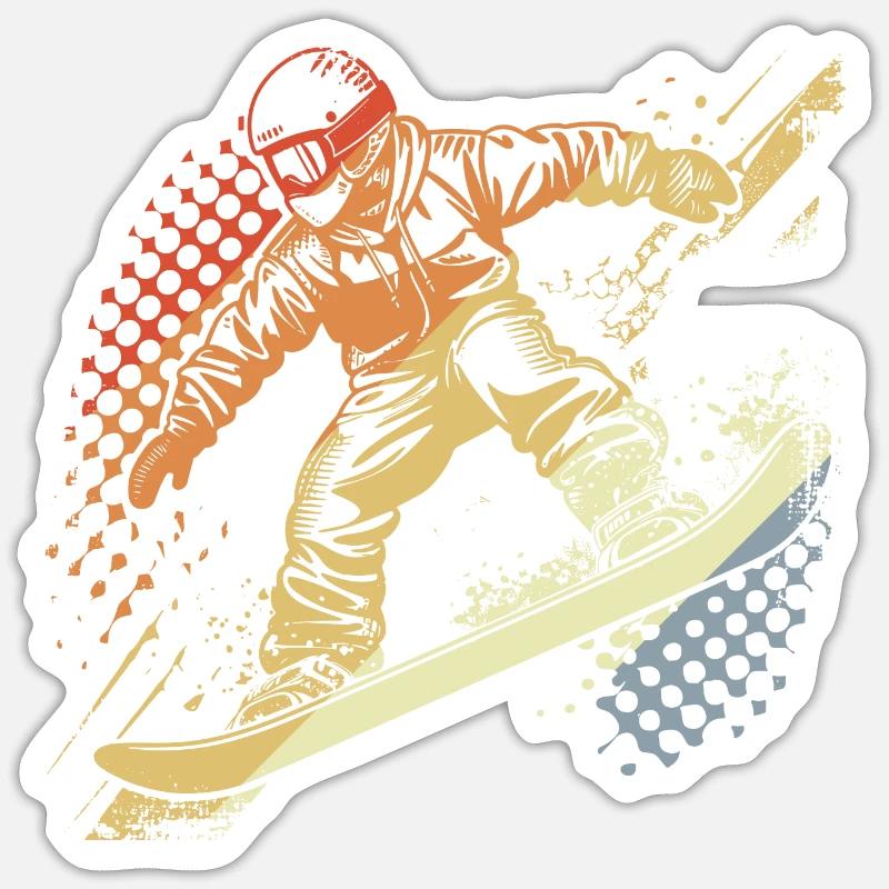 Snowboarder Graphic Retro - Sticker size S (10 x 10 cm) - white matte