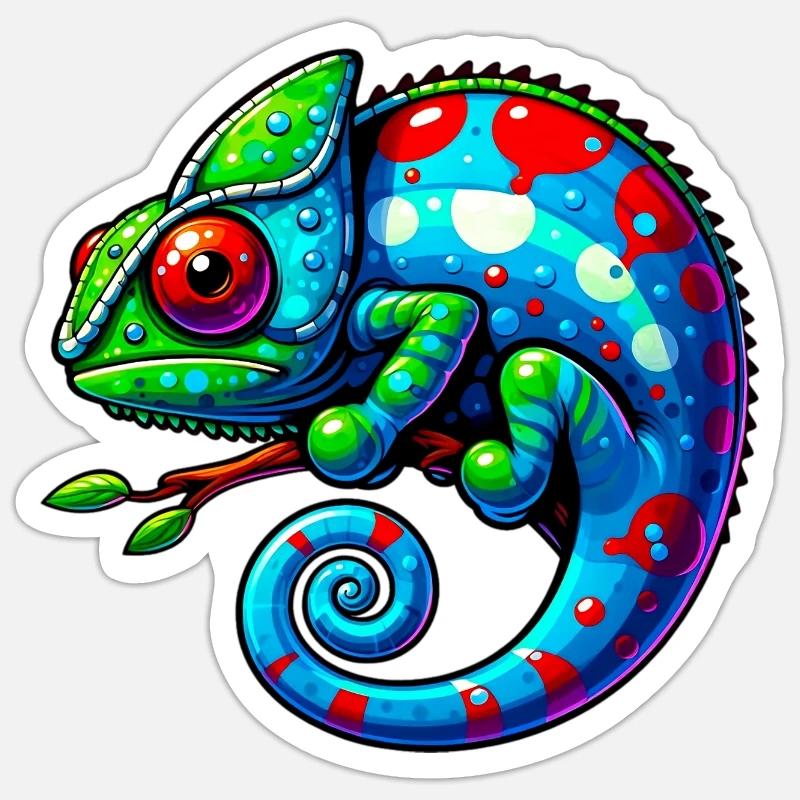 Chamäleon - Sticker Größe S (10 x 10 cm) - Mattweiß