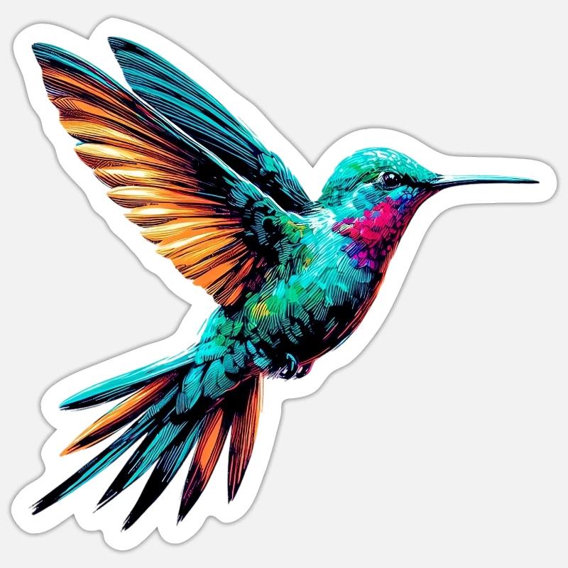 Colibri - Sticker taille S (10 x 10 cm) - blanc mat