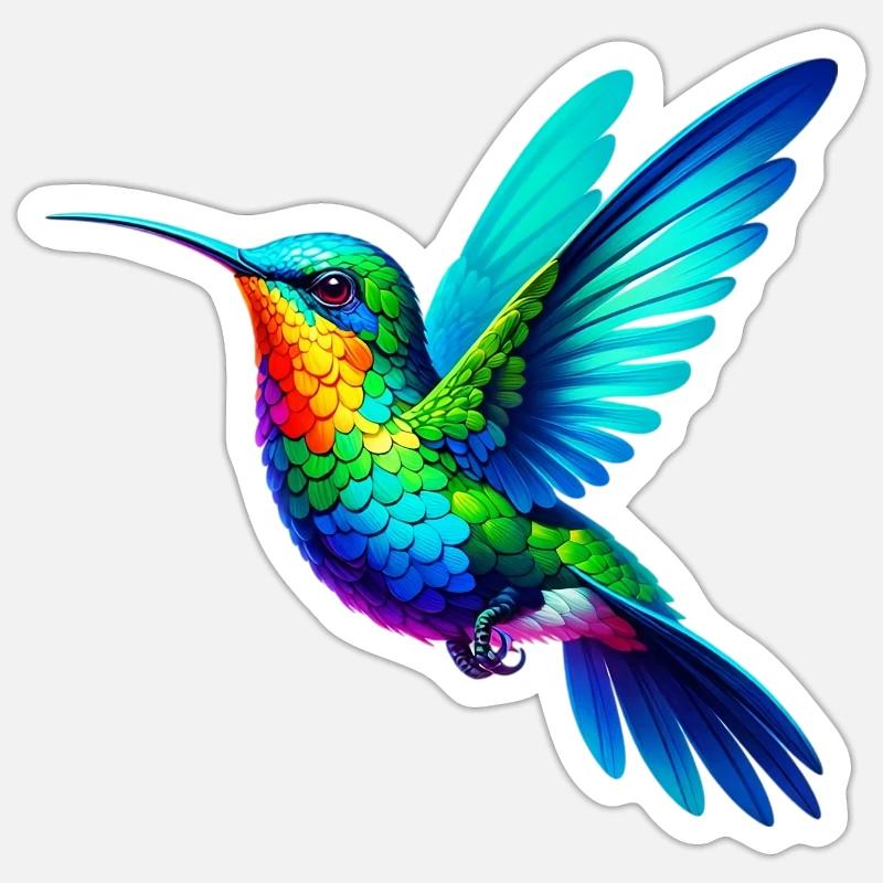 Colibri - Sticker taille S (10 x 10 cm) - blanc mat