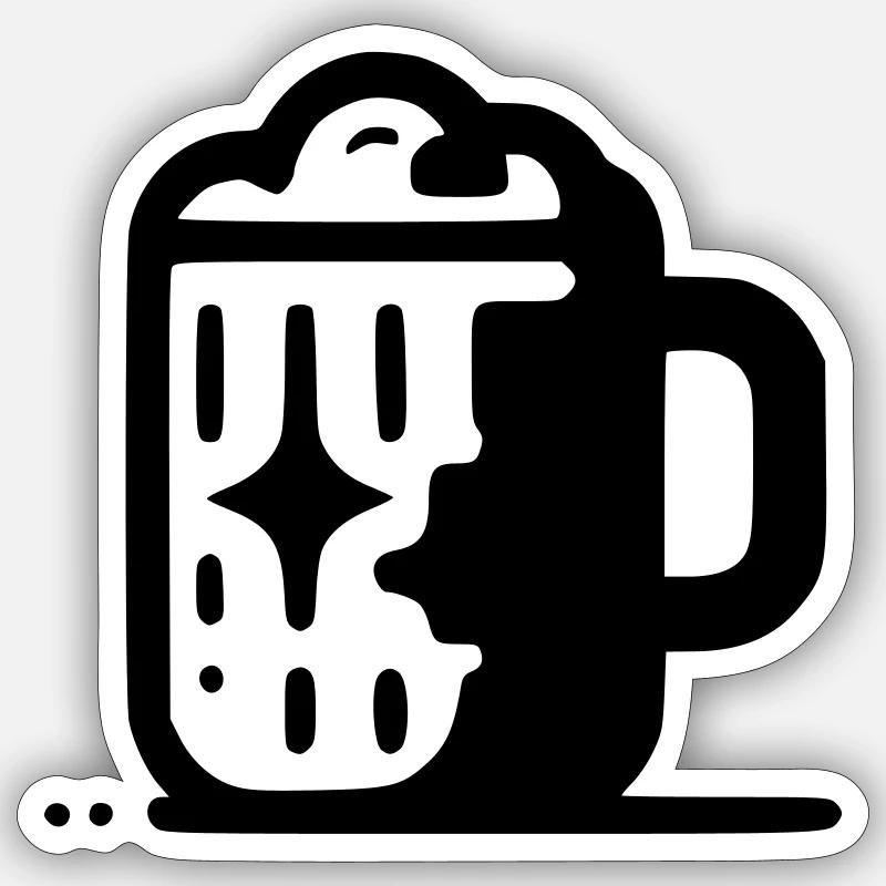 Bierkrug - Sticker Größe S (10 x 10 cm) - Mattweiß