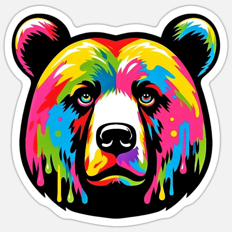 Ours - Sticker taille S (10 x 10 cm) - blanc mat