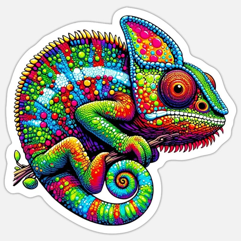 Chamäleon - Sticker Größe S (10 x 10 cm) - Mattweiß