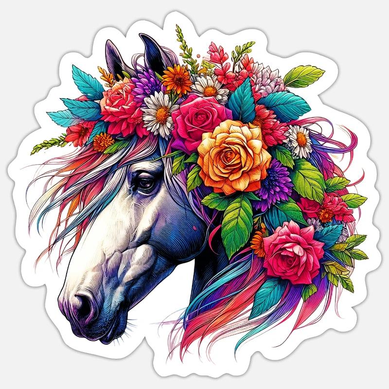 Cheval - Sticker taille S (10 x 10 cm) - blanc mat