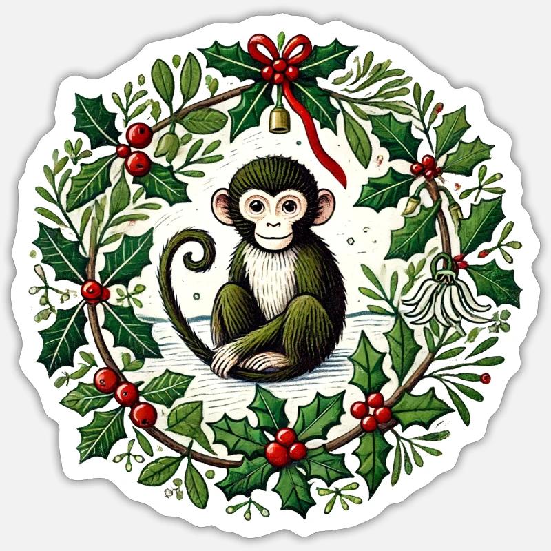 Christmas Monkey Sticker size S (10 x 10 cm)