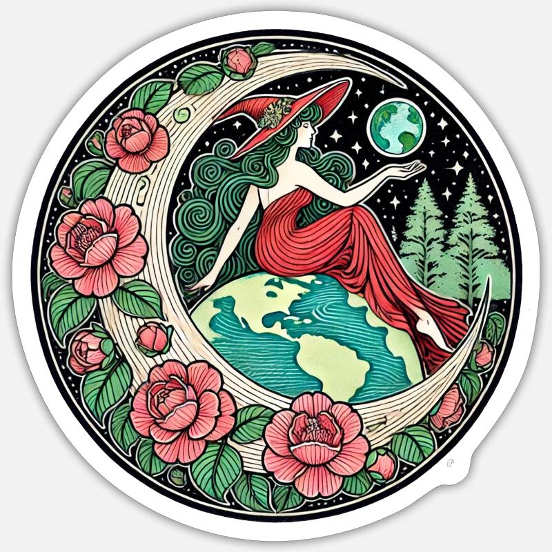 Sorcière de la Terre - Sticker taille S (10 x 10 cm) - blanc mat