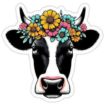 Cow - Sticker size S (10 x 10 cm) - white matte - Front