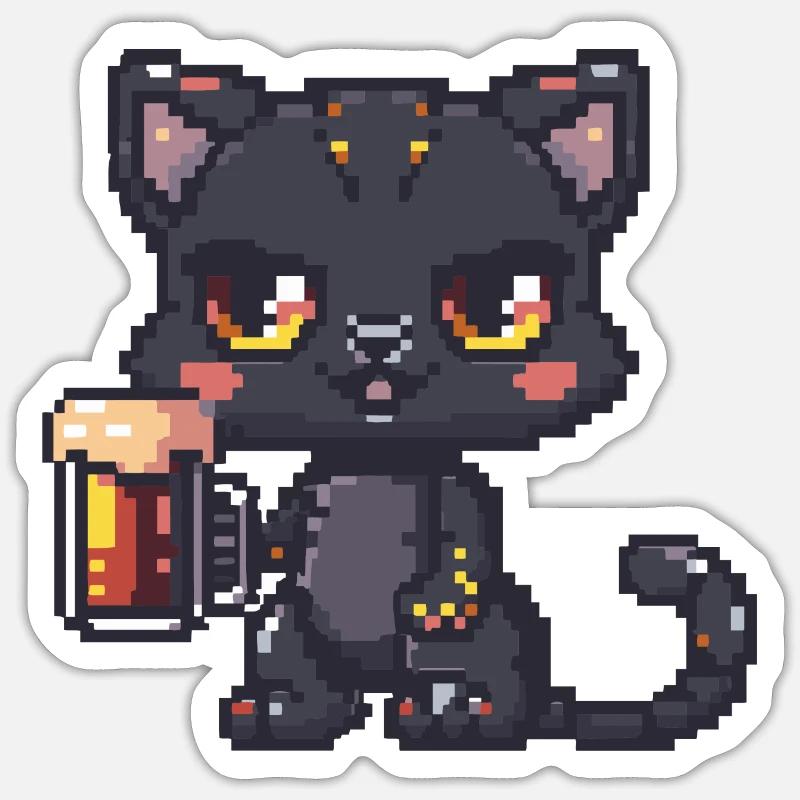 Birra Pixel Sticker formato S (10 x 10 cm)