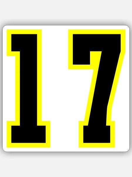 Maillot de 17 números - Pegatina tamaño S (10 x 10 cm) - blanco mate