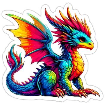 Dragon - Sticker size S (10 x 10 cm) - white matte - Front