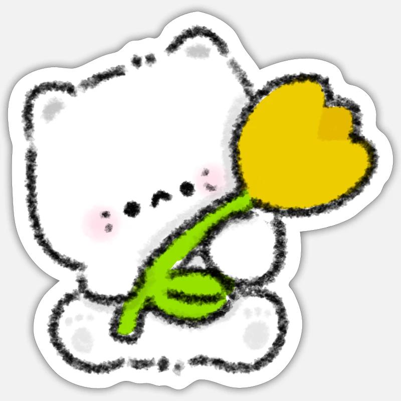 Romantisches Kätzchen - Sticker Größe S (10 x 10 cm) - Mattweiß