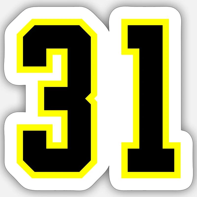 Maillot à 31 numéros - Sticker taille S (10 x 10 cm) - blanc mat