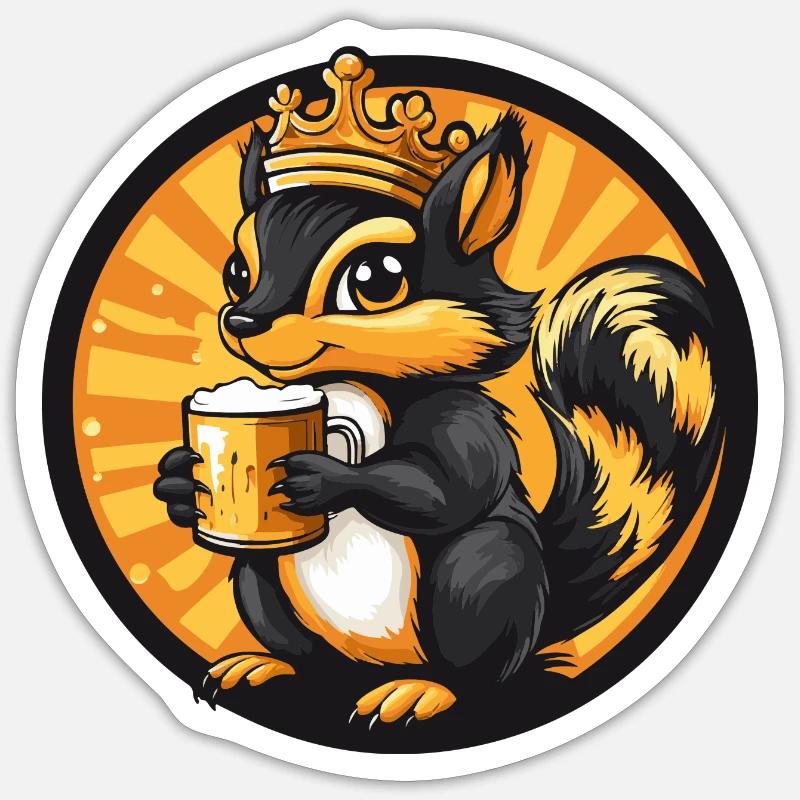 Eichhörnchen Bier Comic Sticker Größe S (10 x 10 cm)