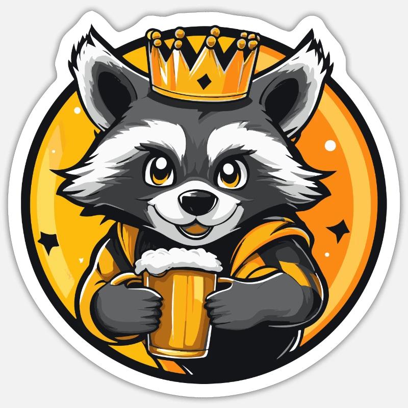 Raccoon Beer Comic - Sticker size S (10 x 10 cm) - white matte