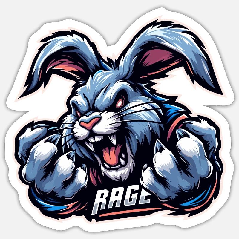 Rage Rabbit - Sticker size S (10 x 10 cm) - white matte