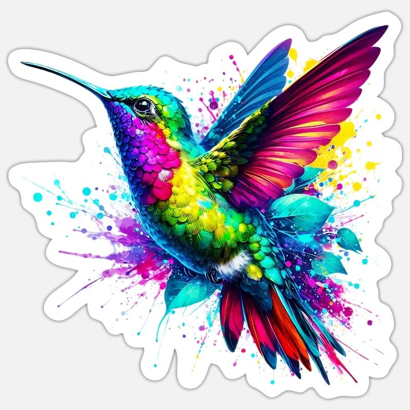 Colibri - Sticker taille S (10 x 10 cm) - blanc mat