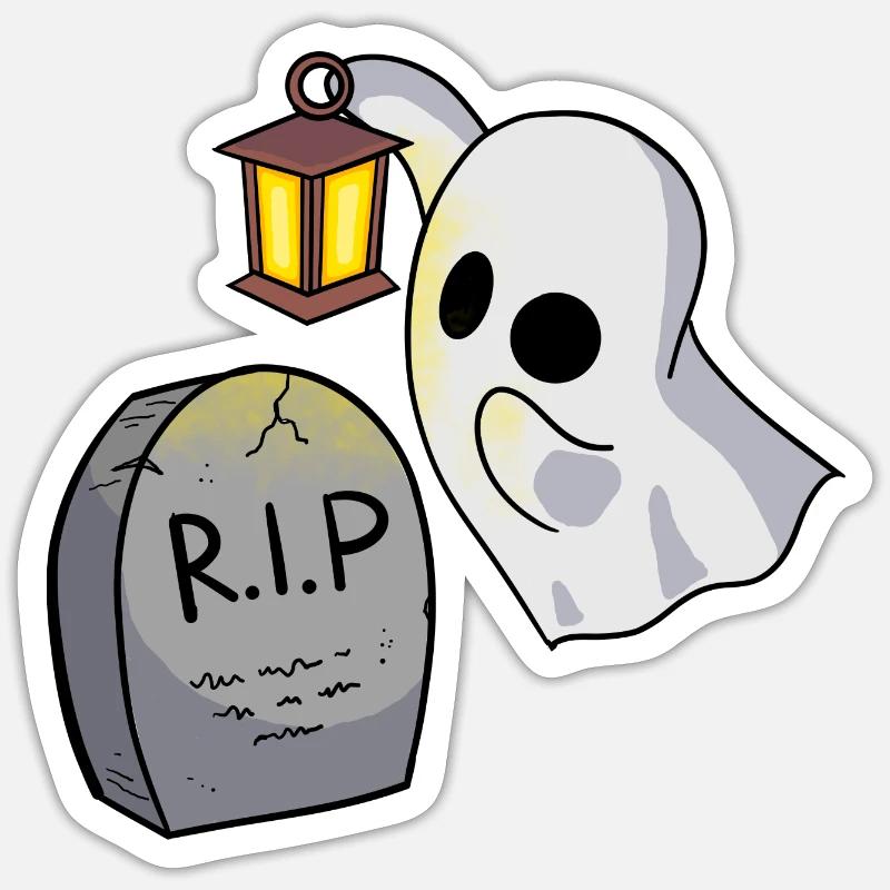 Ghost grave - Sticker size S (10 x 10 cm) - white matte