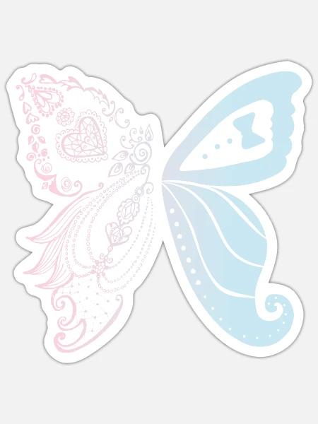 Brautpaar als Schmetterling - Sticker Größe S (10 x 10 cm) - Mattweiß