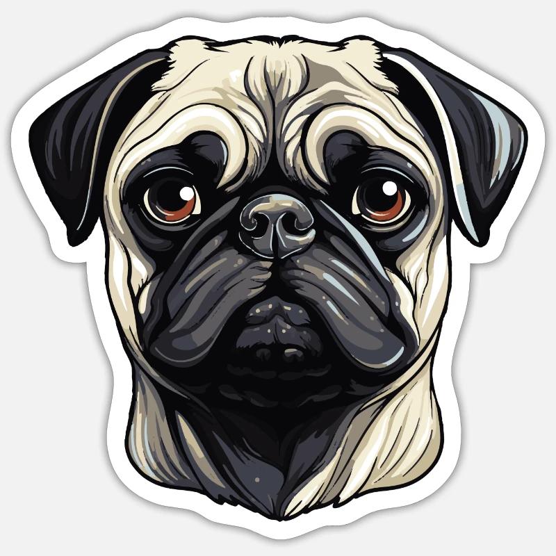Carlin de chien Sticker taille S (10 x 10 cm)
