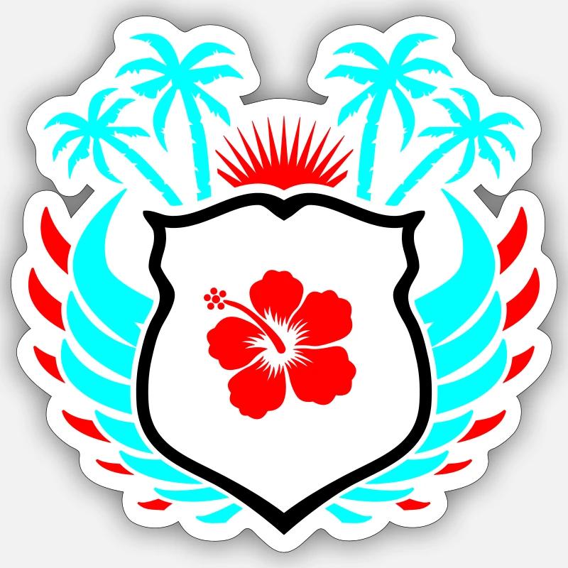 Paradis Fleur d’Hibiscus - Sticker taille S (10 x 10 cm) - blanc mat