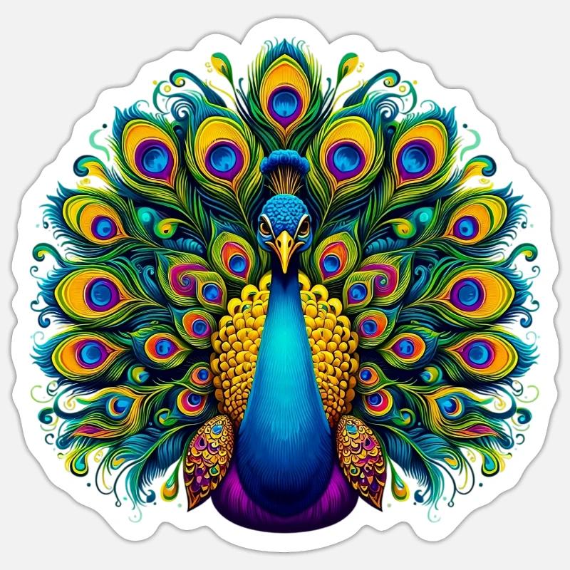 Paon - Sticker taille S (10 x 10 cm) - blanc mat