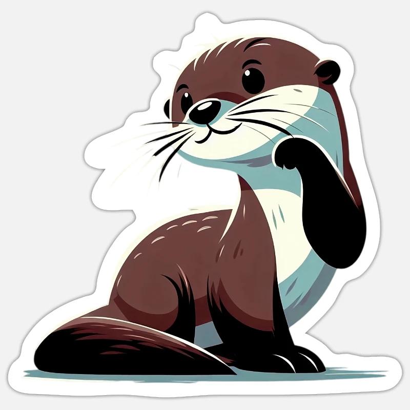Loutre - Sticker taille S (10 x 10 cm) - blanc mat