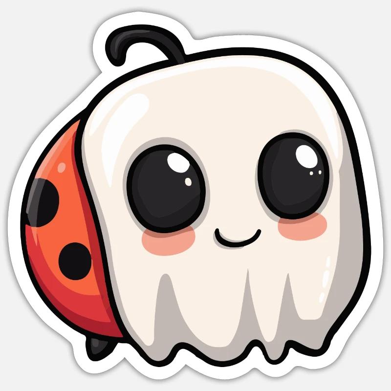 Ladybug Halloween Funny Ghost Sticker size S (10 x 10 cm)