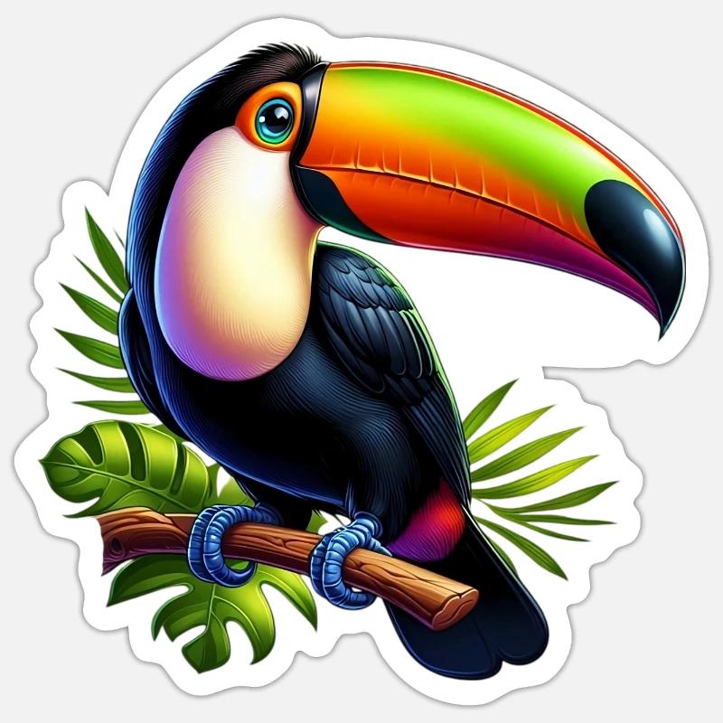 Toucan - Sticker taille S (10 x 10 cm) - blanc mat